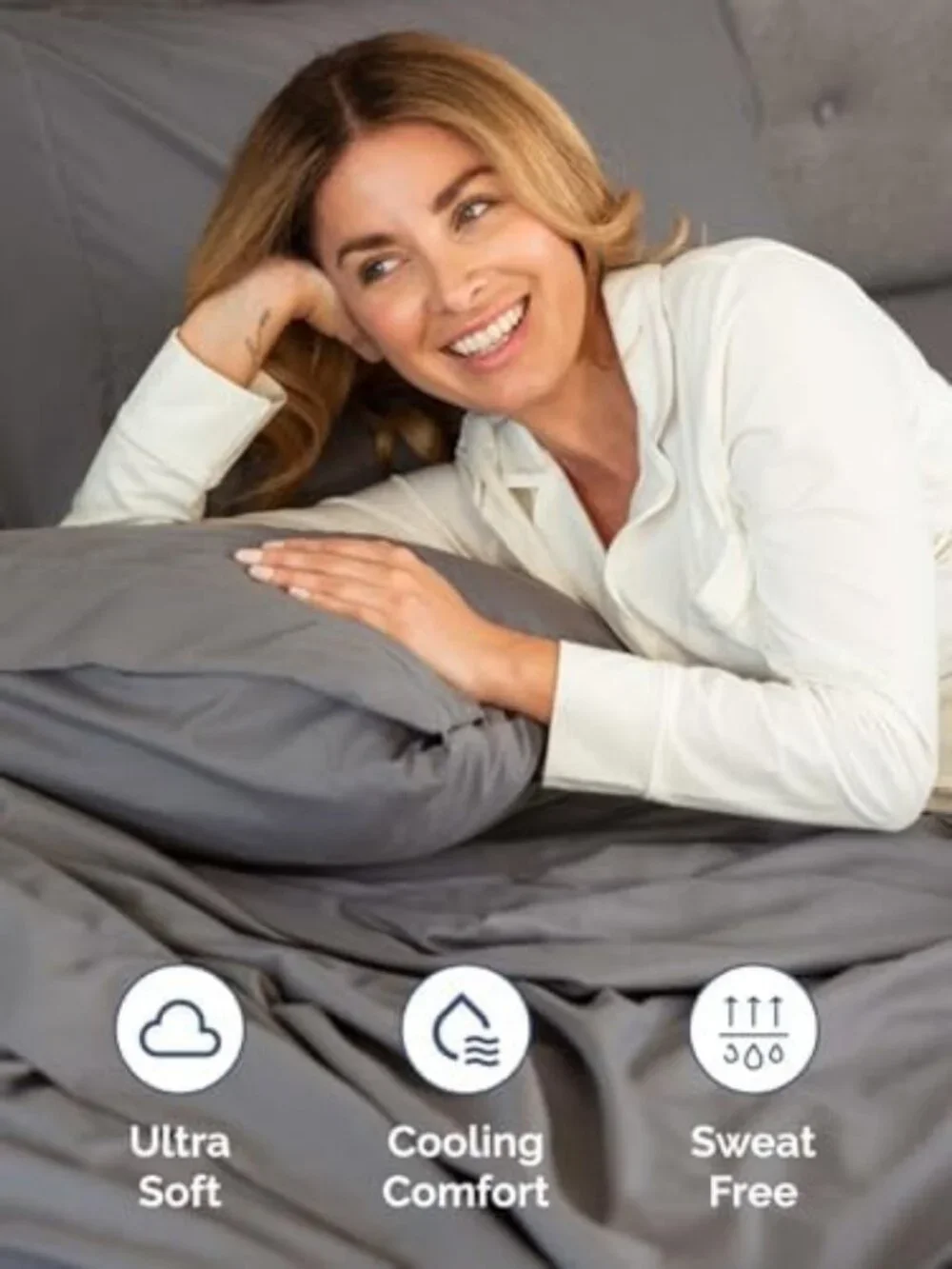 Extra Deep Queen Sheet Set - 6 Piece Cooling & Breathable Bedding - Grey